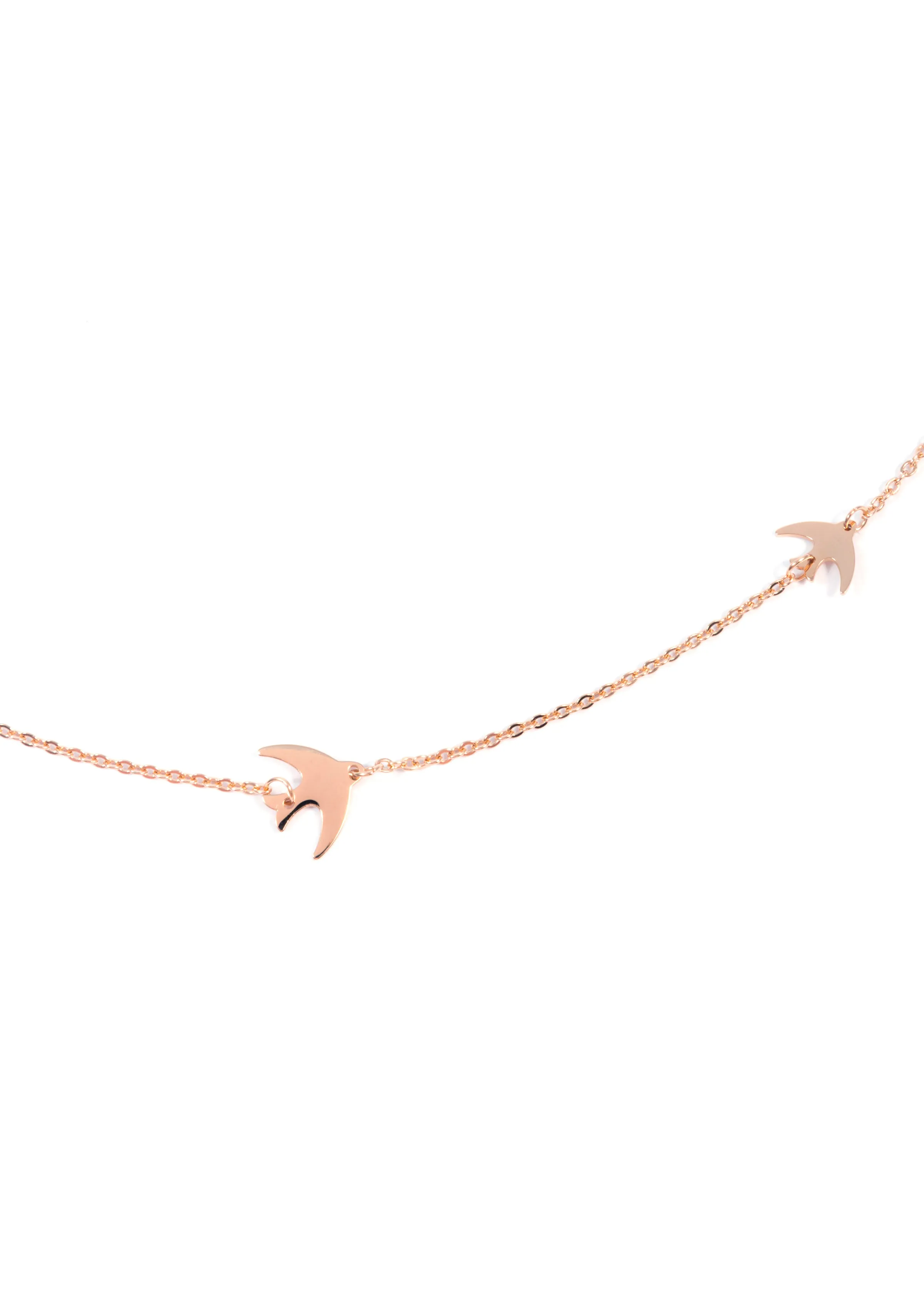 Flying Birds Necklace Rose Gold