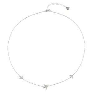 Flying Birds Necklace Silver