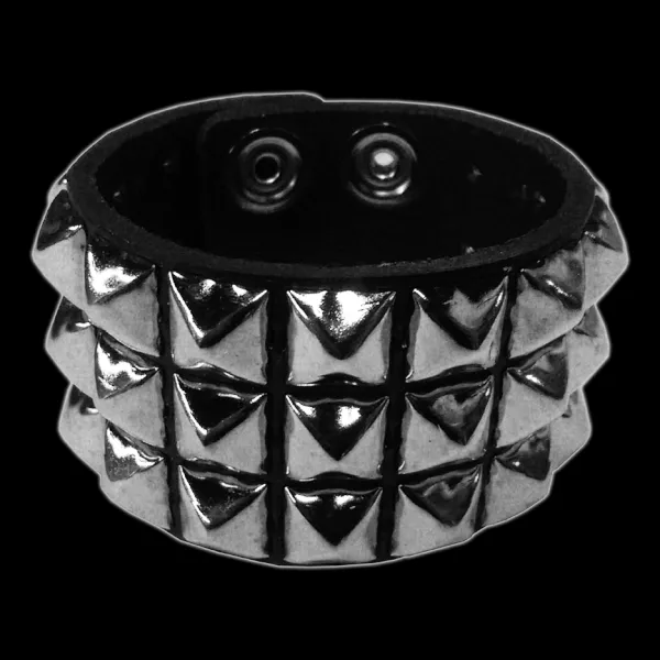 Funk Plus - 3 Row 1/2" Silver Pyramid Stud Bracelet