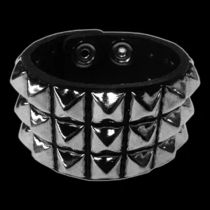 Funk Plus - 3 Row 1/2" Silver Pyramid Stud Bracelet