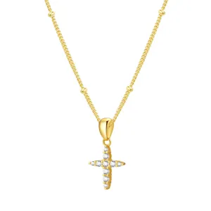 Gemstone Cross Pendant Necklace Sterling Silver