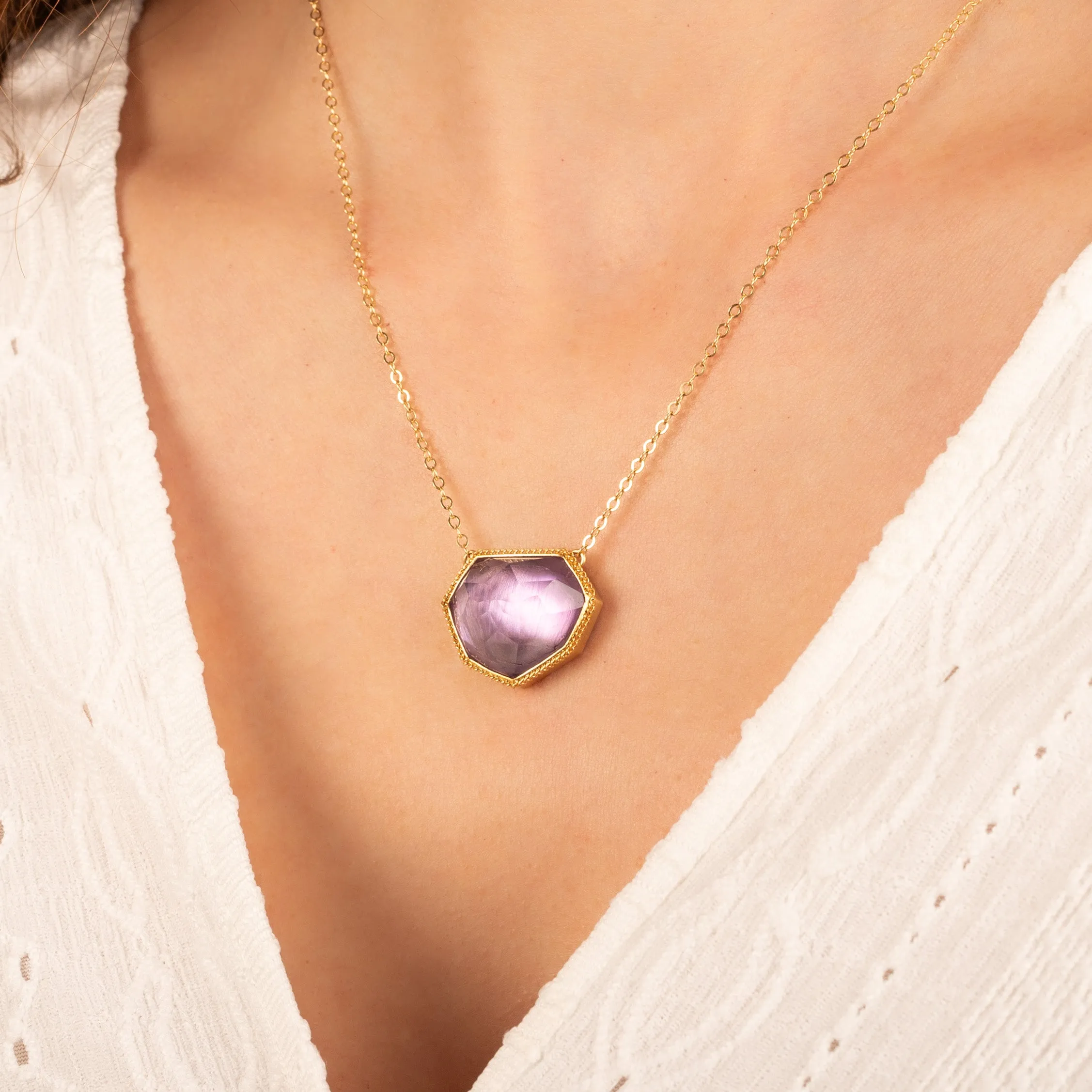 Geometric Amethyst Necklace