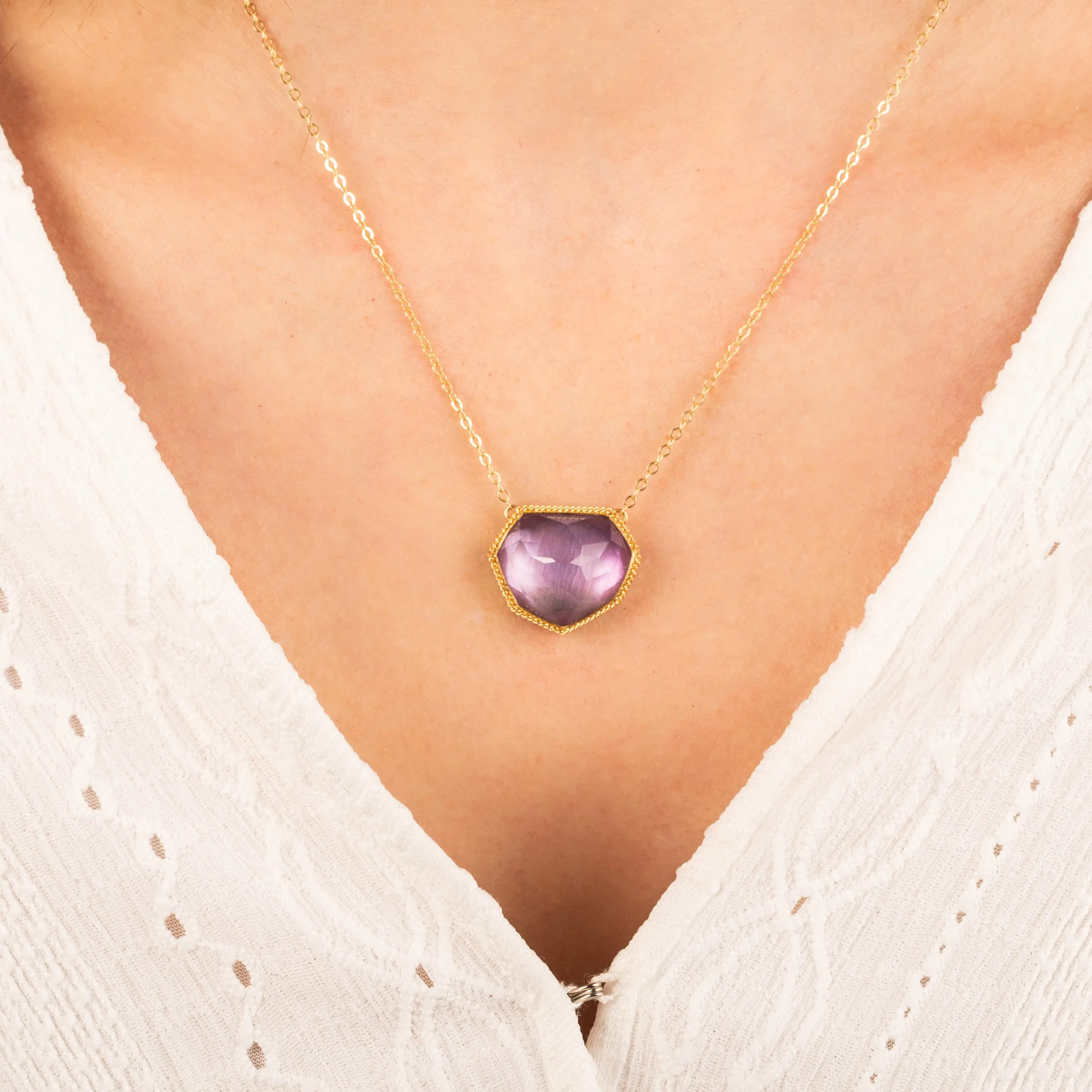 Geometric Amethyst Necklace