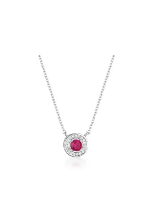 GEORGINI - MILESTONE RUBY HALO PENDANT SILVER NECKLACE