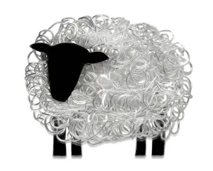 Handcrafted silver Suffolk sheep brooch (facing left)