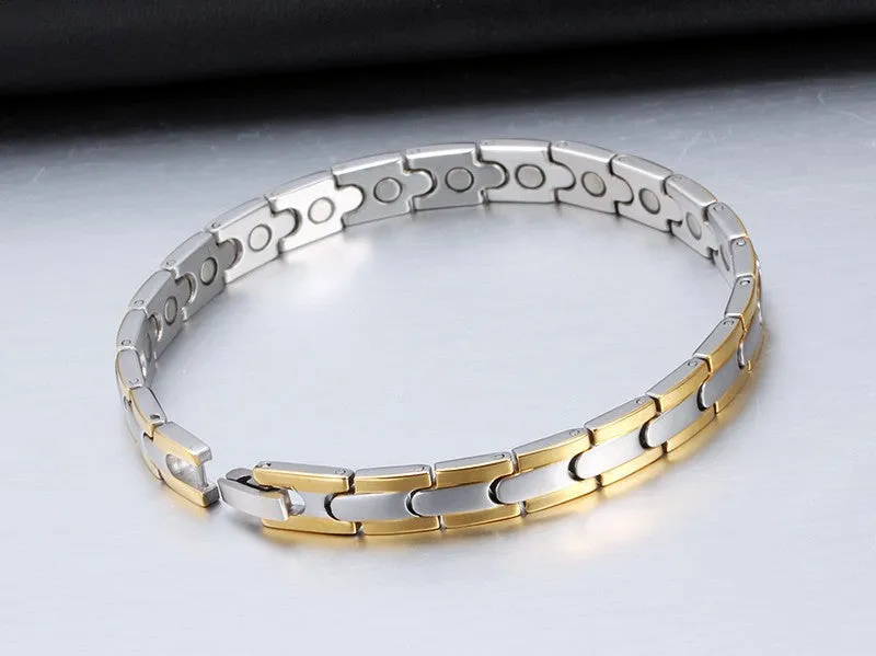 Healthy Magnetic Bracelets & Bangles Stainless Steel Jewelry For Men Women Men's Hand Chain Gold & Black