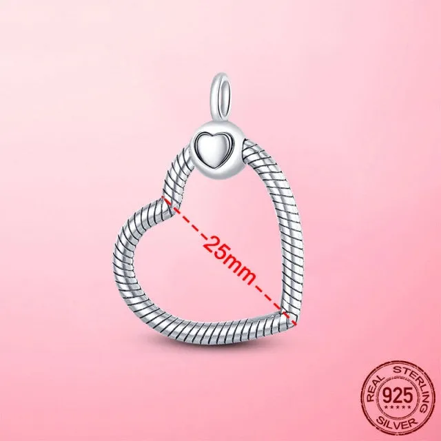 Heart Cable Pendant DIY 925 Sterling Silver