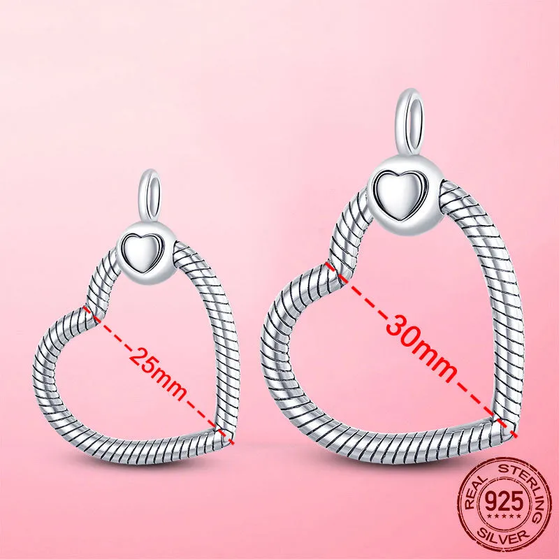 Heart Cable Pendant DIY 925 Sterling Silver