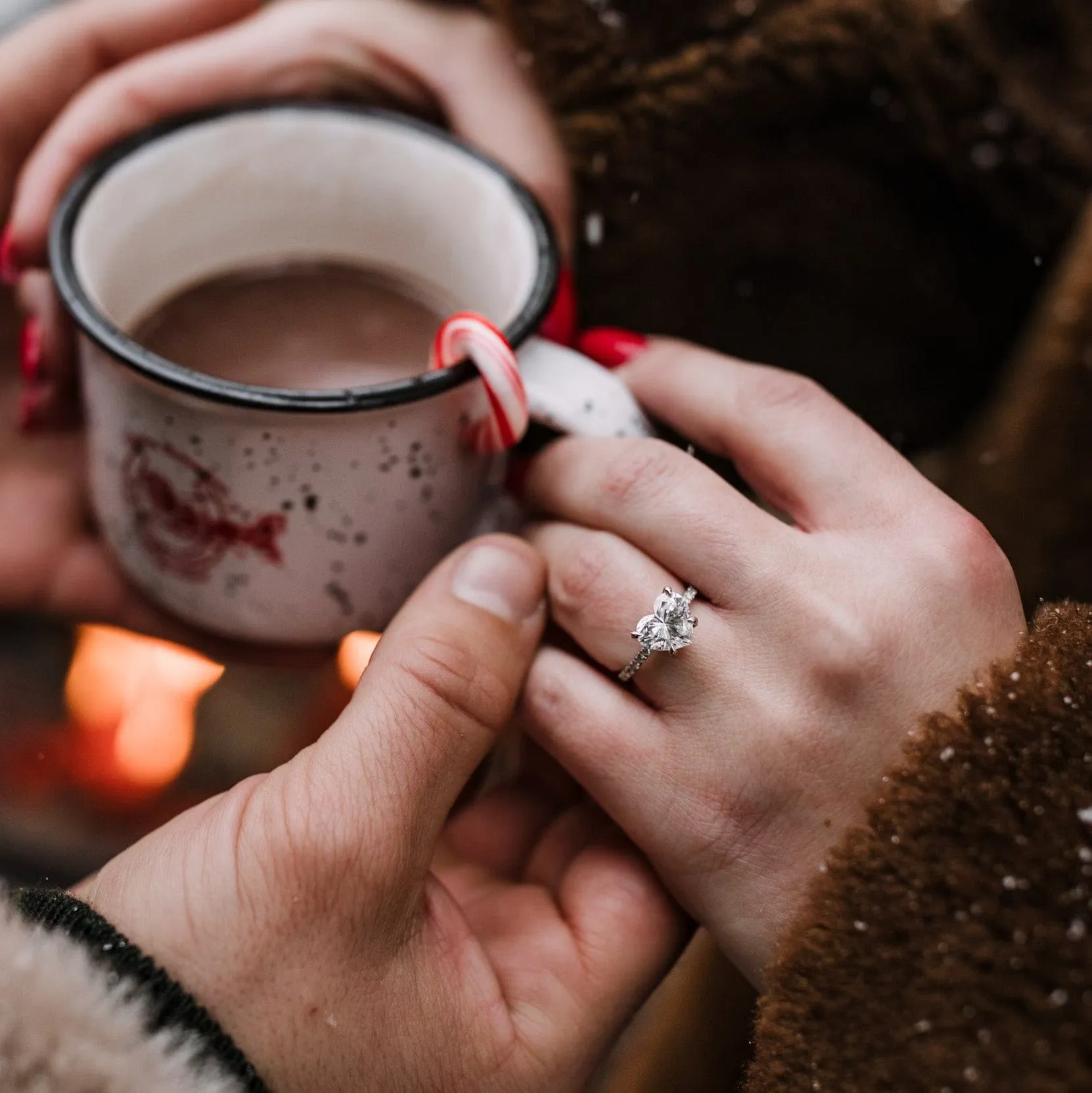 Heart Shaped Diamond Engagement Rings, Lab Grown