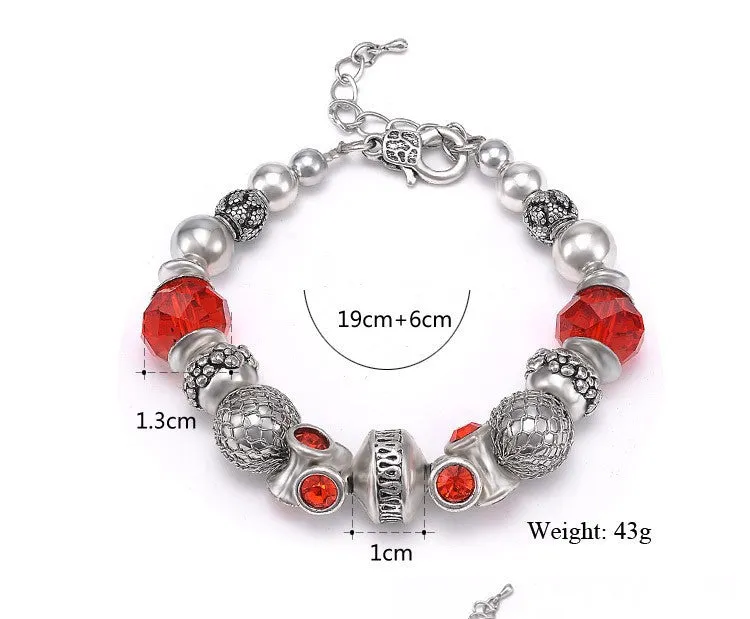 Hot Sell 925 Silver Crystal Charm Shambala Bracelets Women Glass Beads Bracelets & Bangles Handmade DIY Jewelry