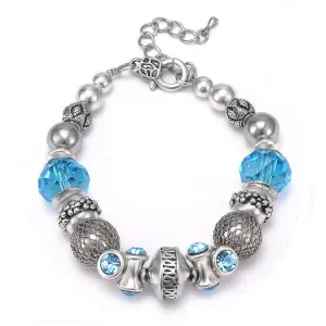 Hot Sell 925 Silver Crystal Charm Shambala Bracelets Women Glass Beads Bracelets & Bangles Handmade DIY Jewelry