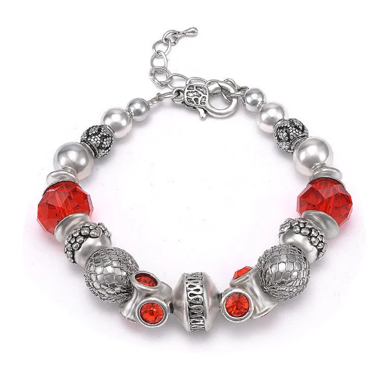 Hot Sell 925 Silver Crystal Charm Shambala Bracelets Women Glass Beads Bracelets & Bangles Handmade DIY Jewelry