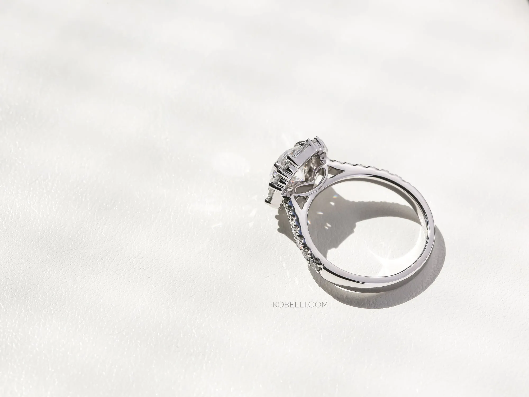 Jemma Moissanite & Baguette Diamond Halo Ring