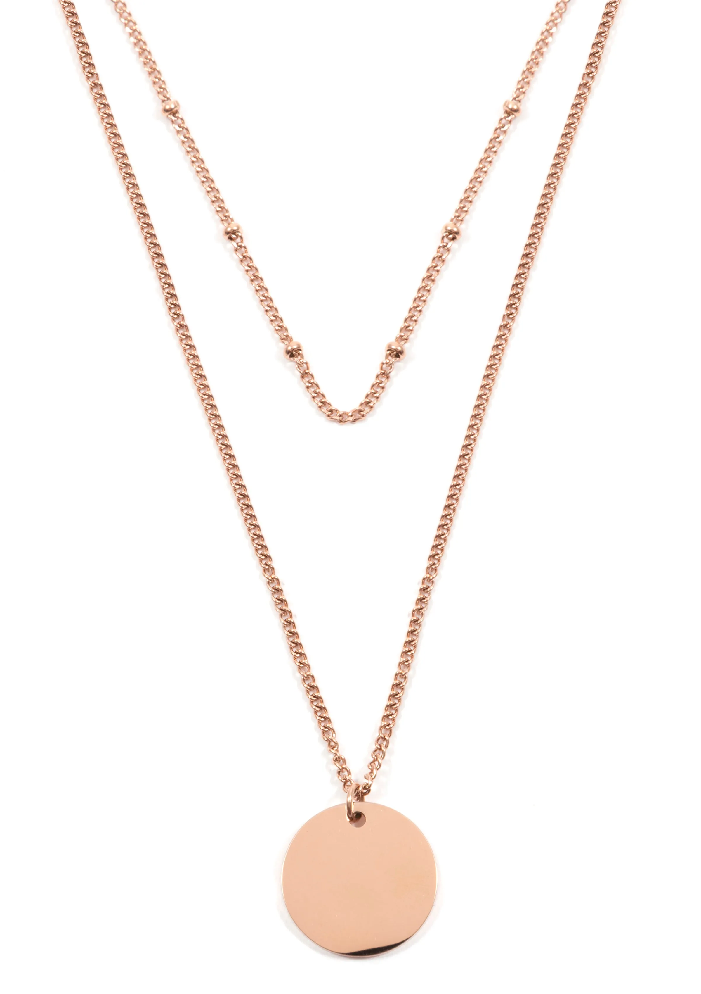 Layered Circle Necklace Rose Gold