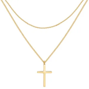 Layered Cross Necklace Gold