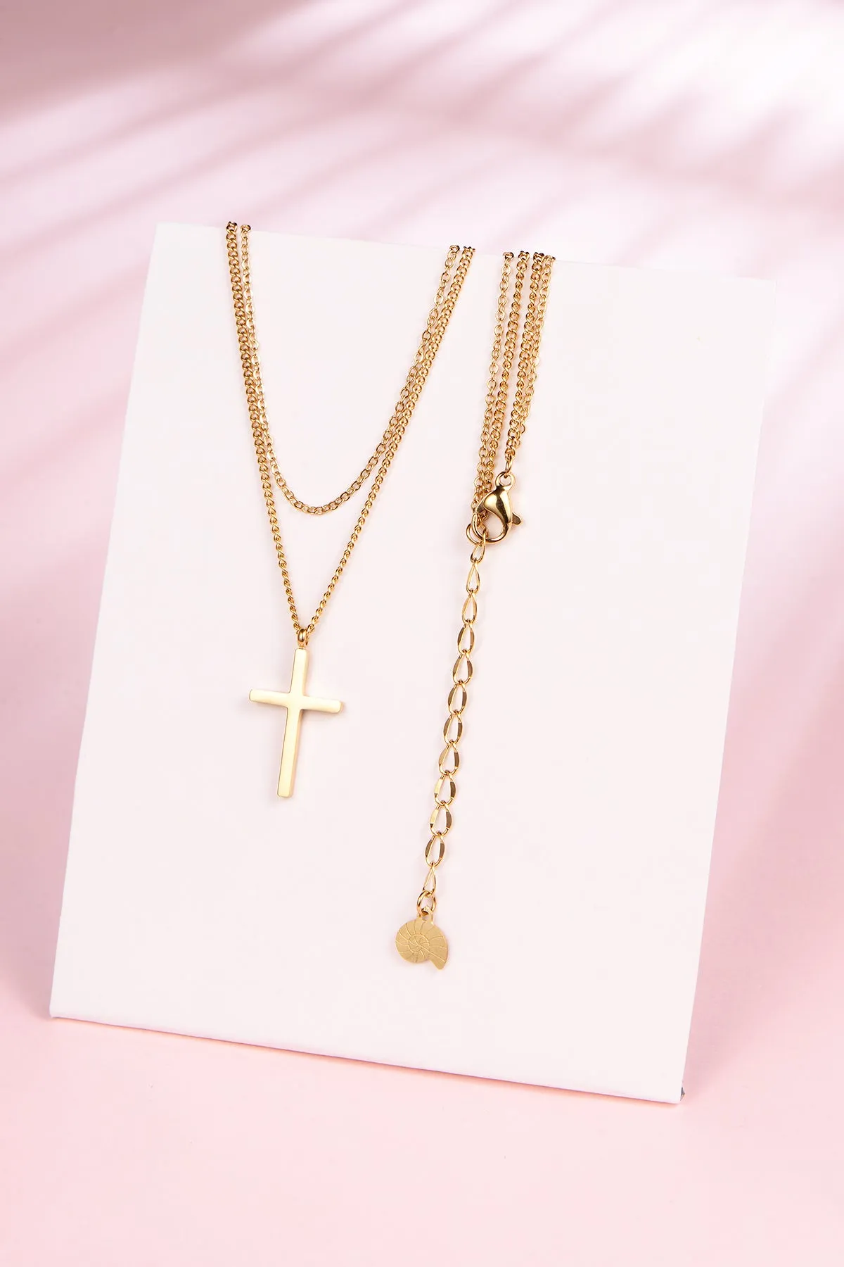 Layered Cross Necklace Gold