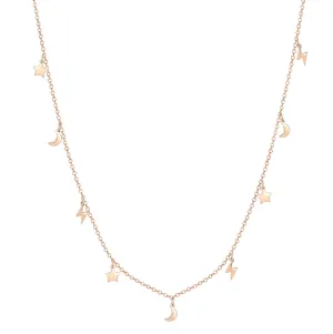 Lightning Star Moon Necklace Rose Gold