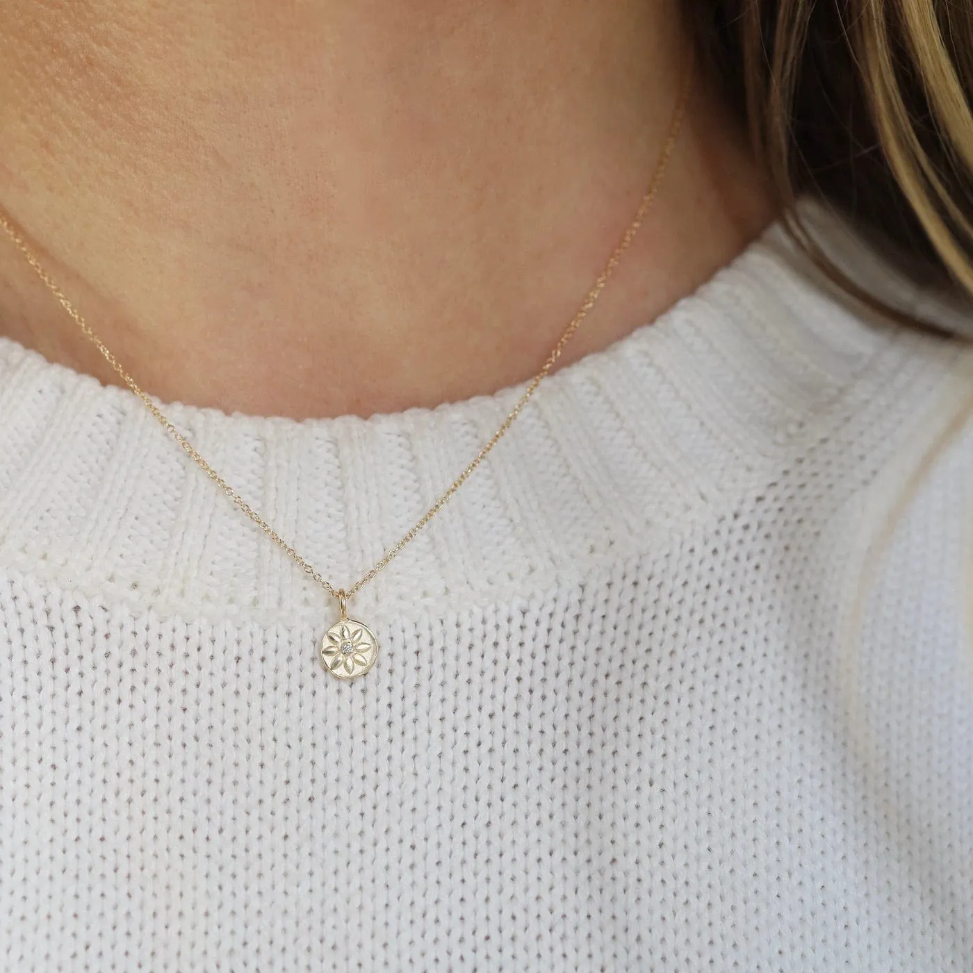 Lotus Diamond Delicate Necklace