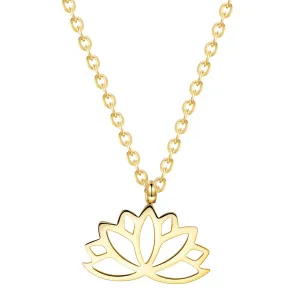 Lotus Pendant Necklace Gold