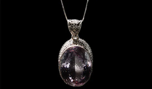 Luxury Sterling Silver Faceted Adjustable Amethyst Pendant Necklace