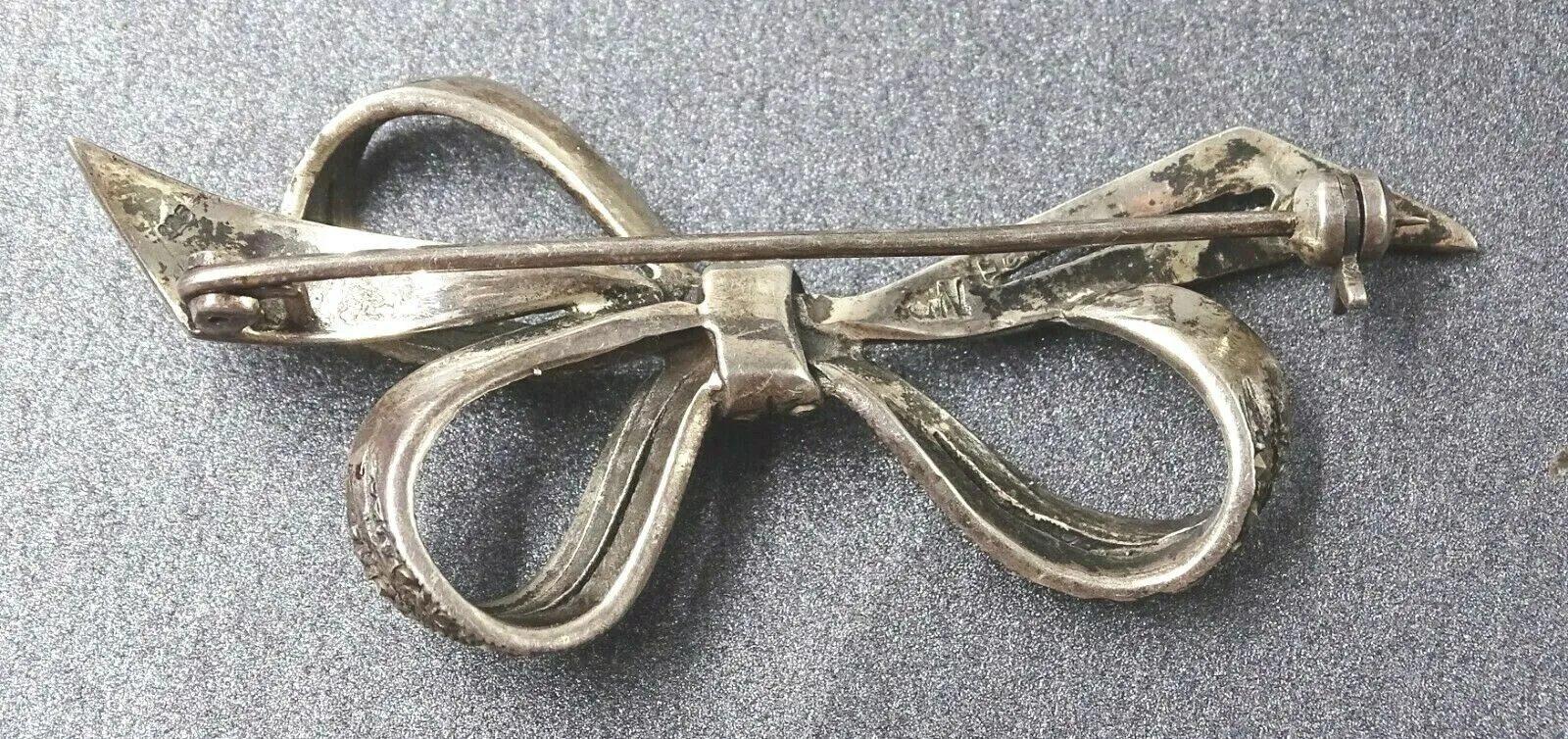 Marcasite Bow 925 Sterling Silver Brooch