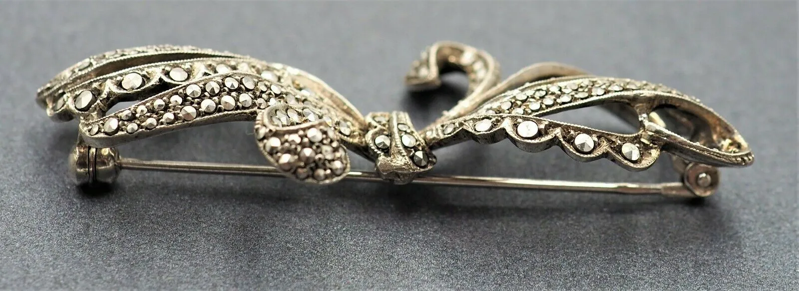 Marcasite Sterling Silver Bow Brooch