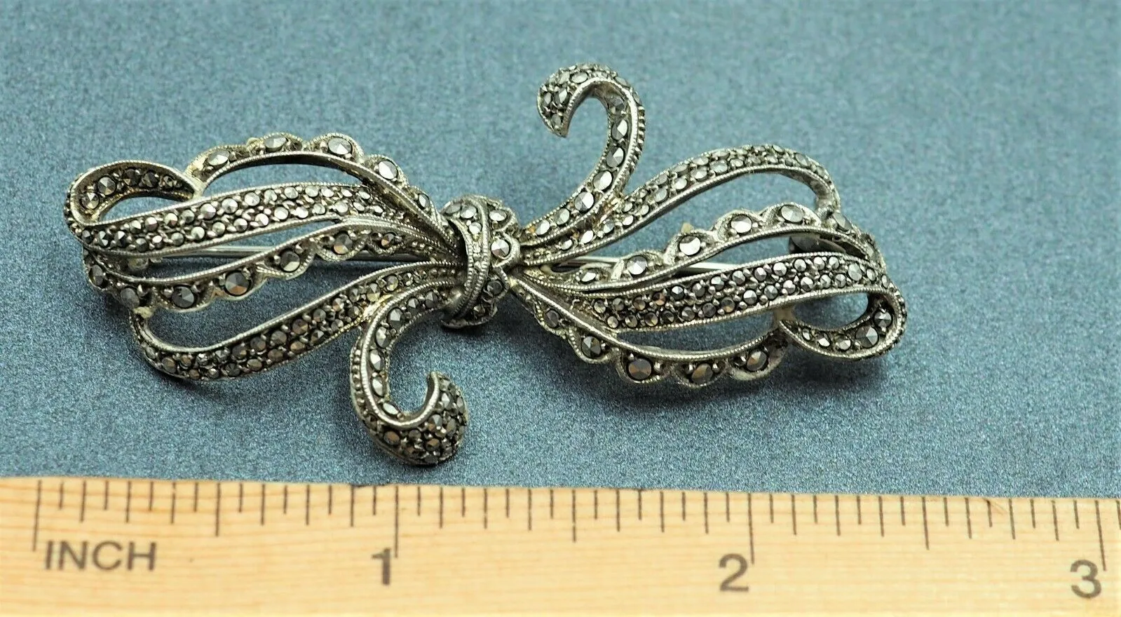 Marcasite Sterling Silver Bow Brooch