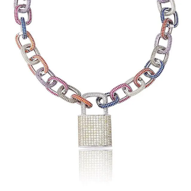 Miami Cuban Chain Necklace With Lock Pendant