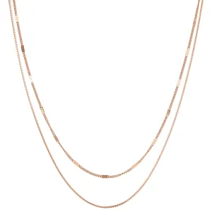 Mixed Cable and Bead Chain Necklace Rose Gold