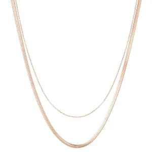 Mixed Snake and Cable Chain Necklace Rose Gold