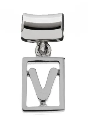 Monogram Silver Charms Letter V