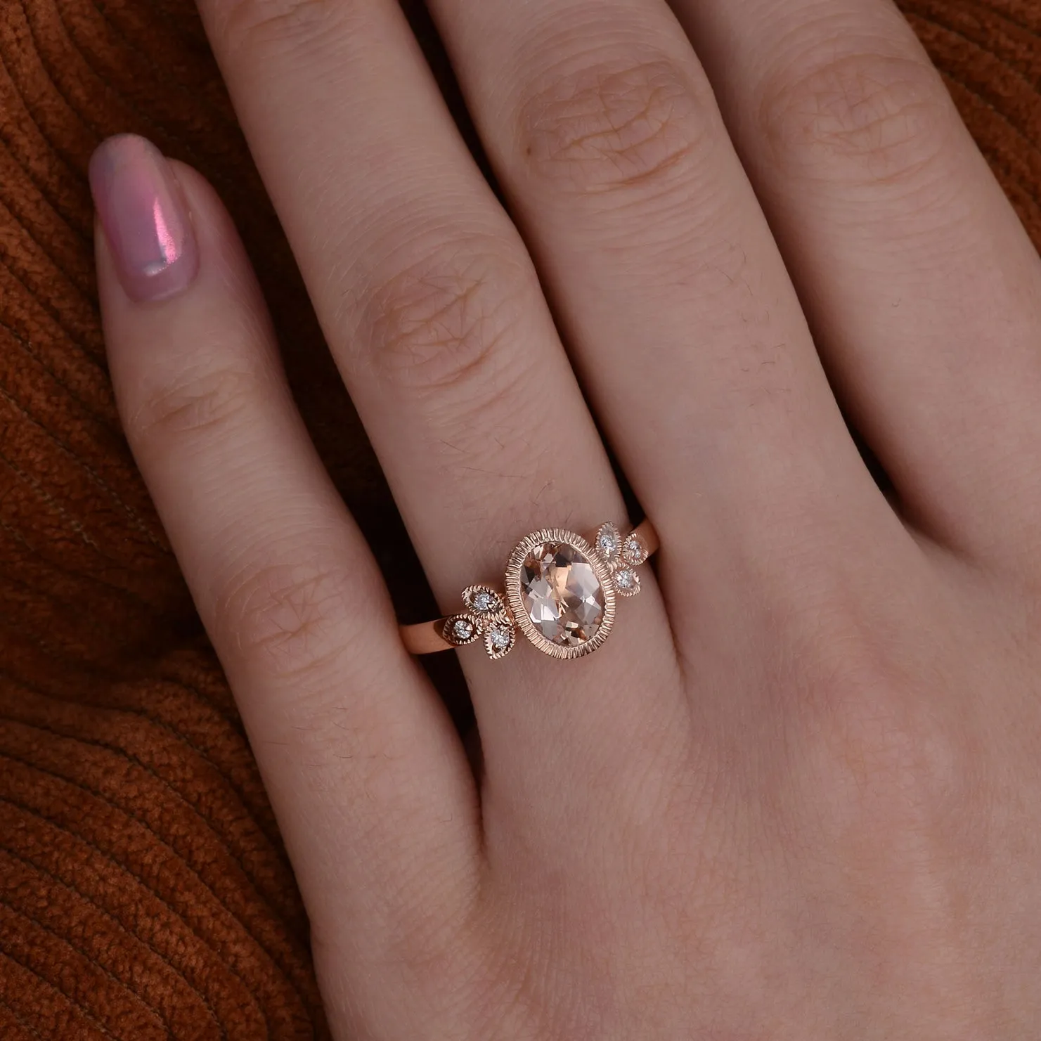 Morganite & Moissanite Rose Gold Ring