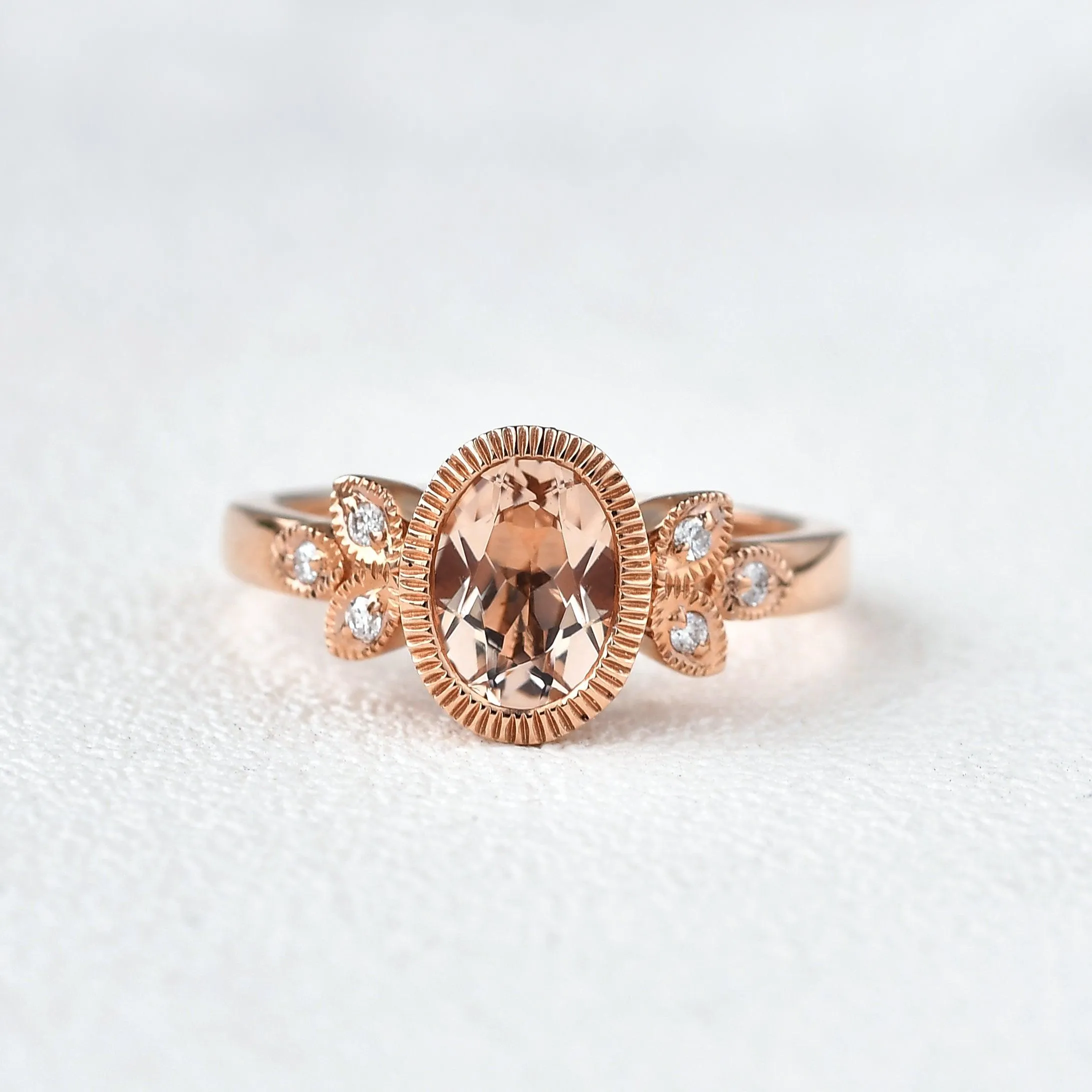 Morganite & Moissanite Rose Gold Ring