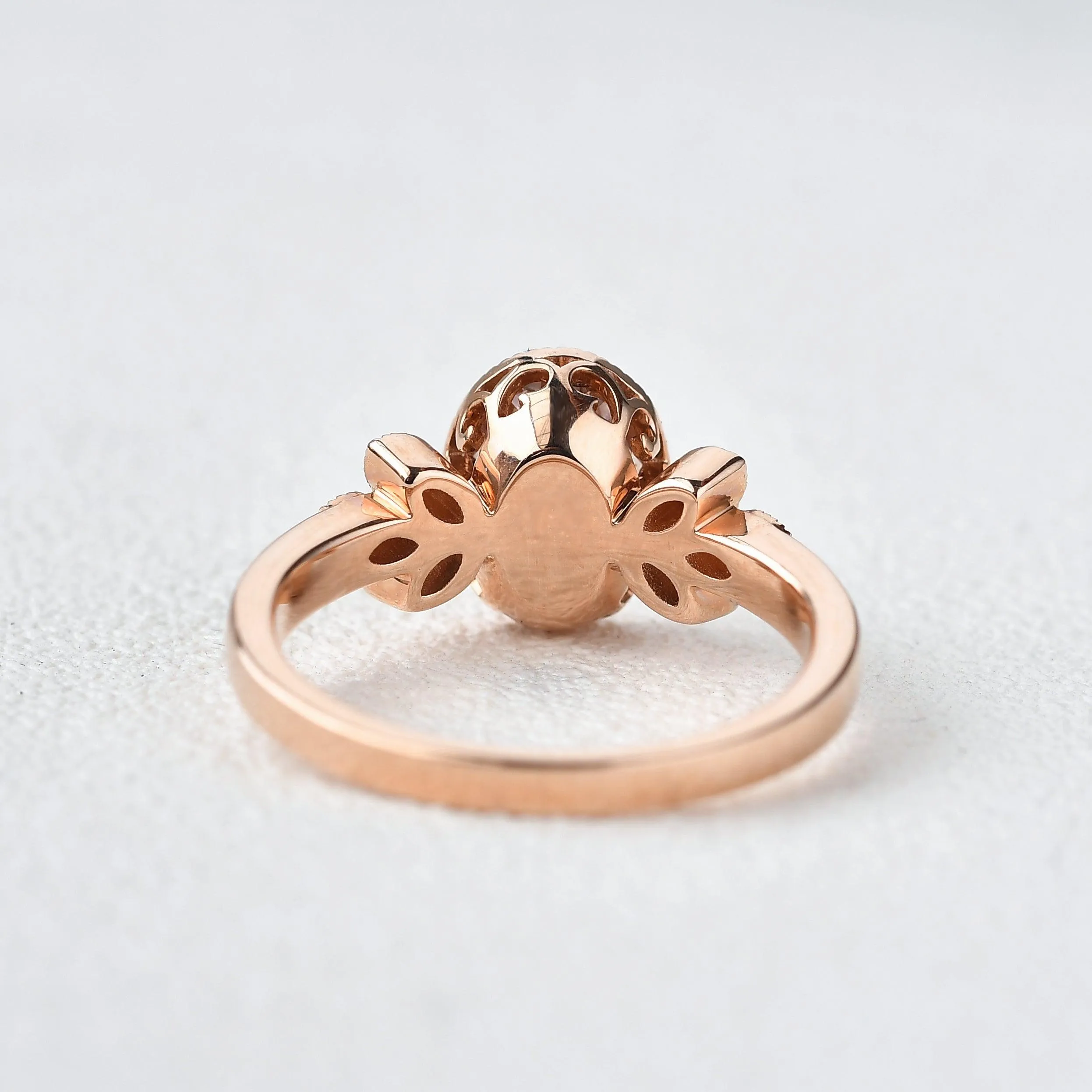 Morganite & Moissanite Rose Gold Ring