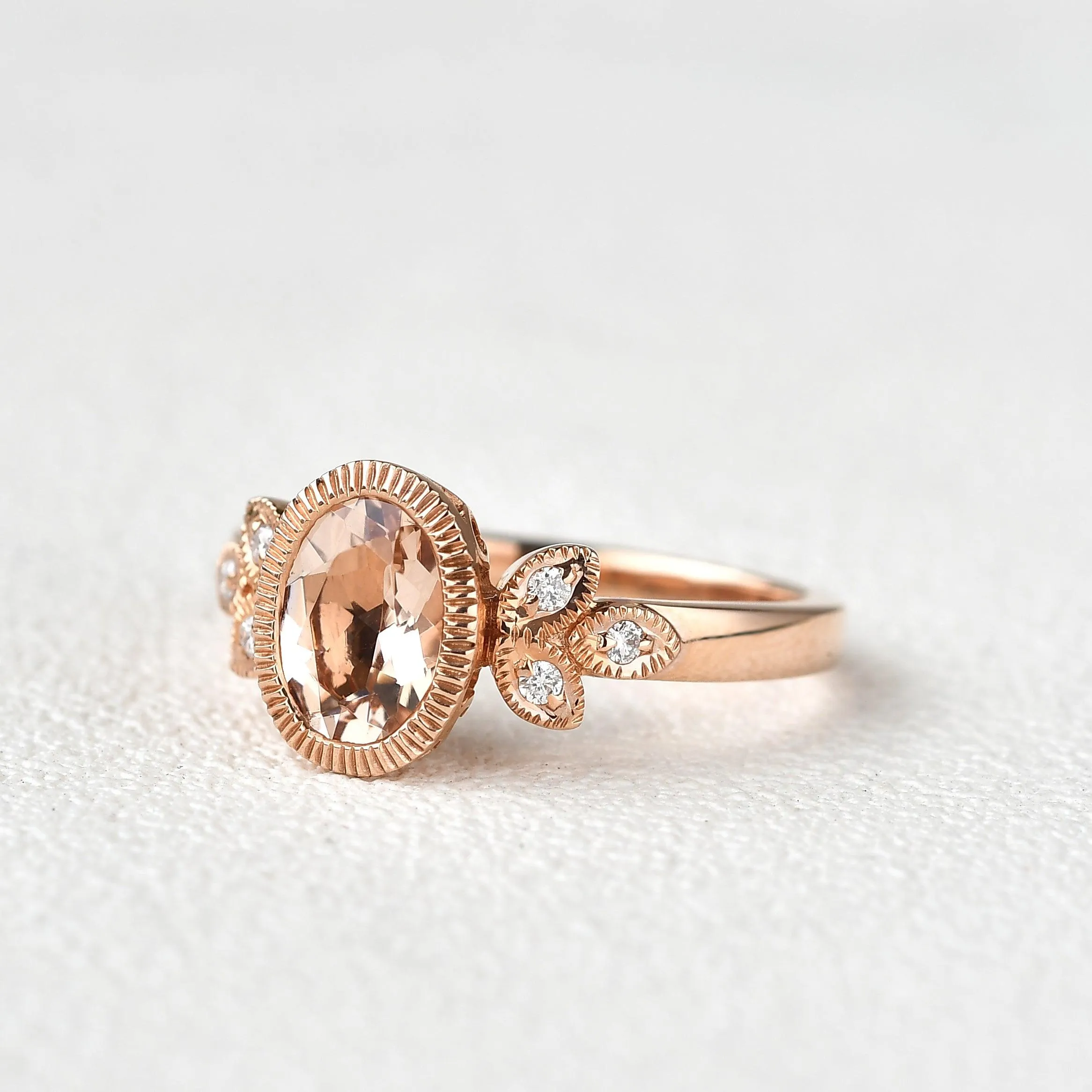 Morganite & Moissanite Rose Gold Ring