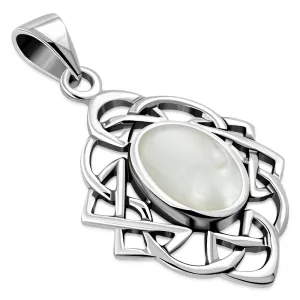 Mother of Pearl Celtic Knot Silver Pendant