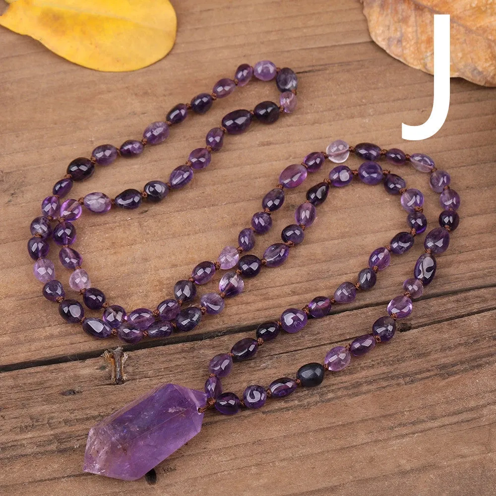 Natural Amethyst Quartz Double Point Pendant Necklace