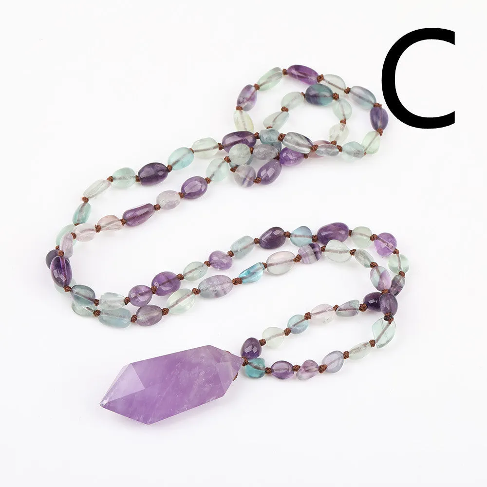 Natural Amethyst Quartz Double Point Pendant Necklace