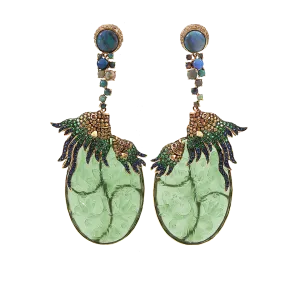 Nephrite Slice Opal Earrings