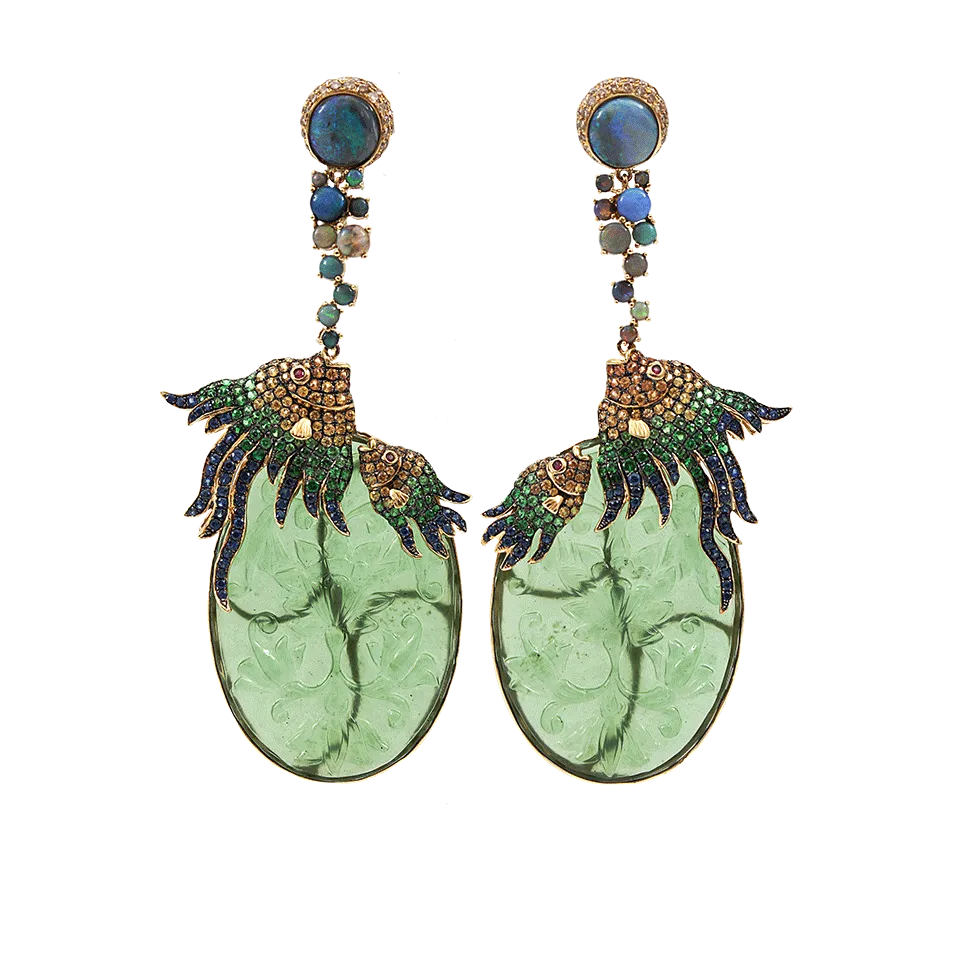 Nephrite Slice Opal Earrings