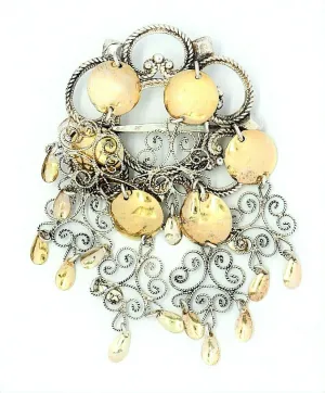 Norwegian Solje 925 Sterling Silver & Gold Plated Brooch