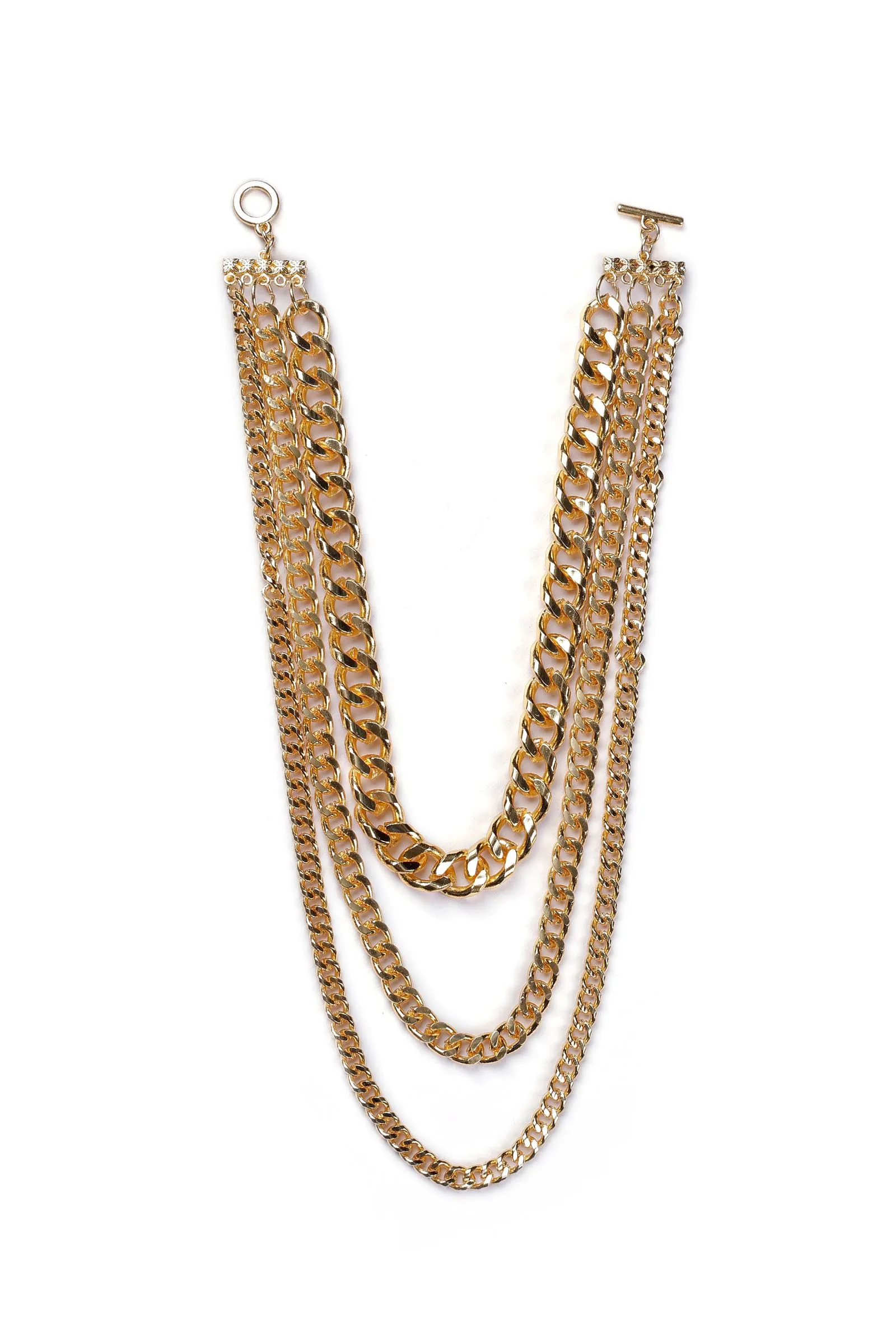 Nura Twisted Three Layered Chain Necklace