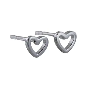 Open Heart Sterling Silver Stud Earrings