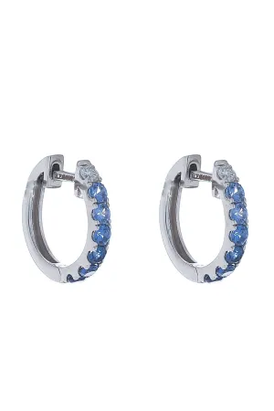 Orb Midi Diamond Blue Sapphire Hoop Earrings