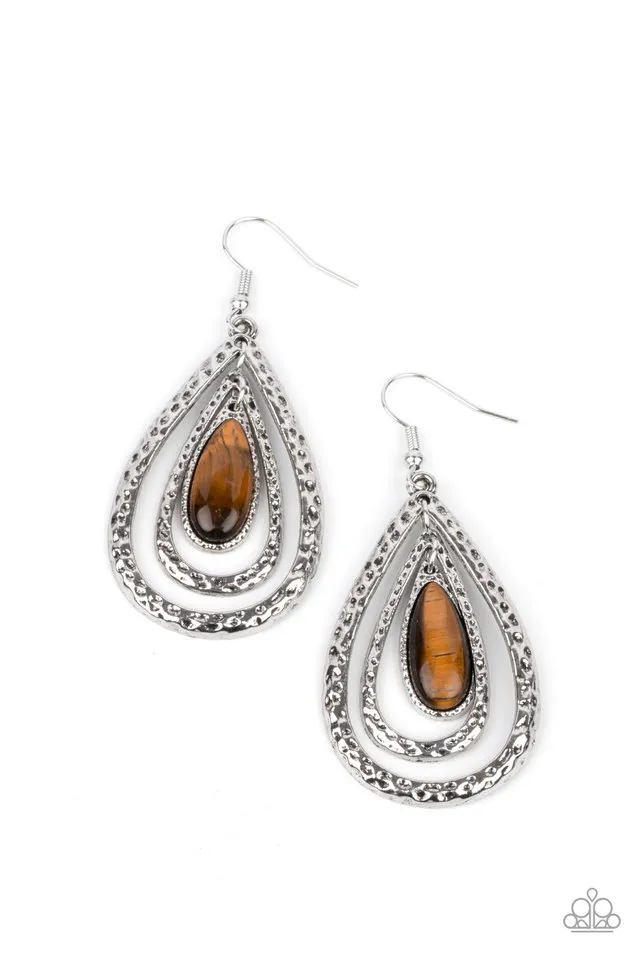 Paparazzi Earring ~ Teardrop Torrent - Brown