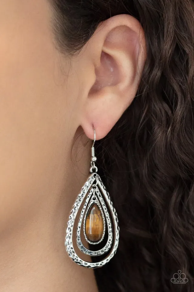 Paparazzi Earring ~ Teardrop Torrent - Brown