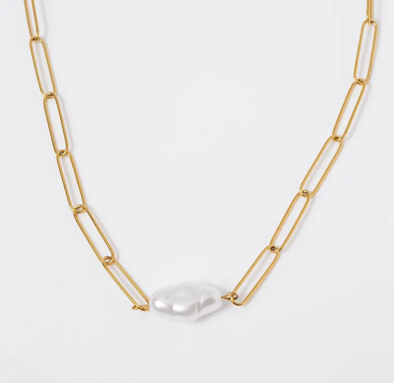 Paperclip Pearl Necklace