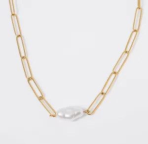 Paperclip Pearl Necklace