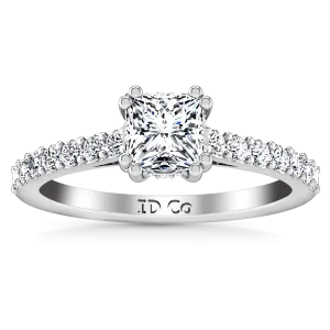 Pave Princess Cut Engagement Ring Jasmine 14K White Gold