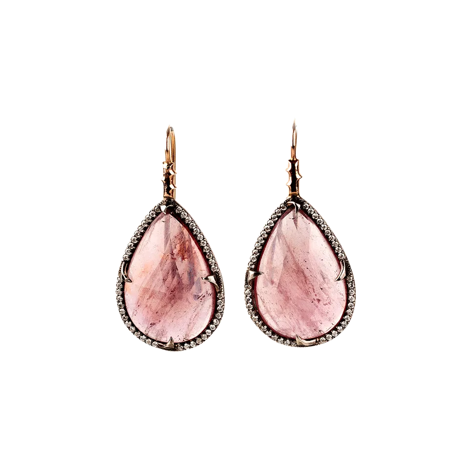 Pear Shape Pink Sapphire Slice Earrings